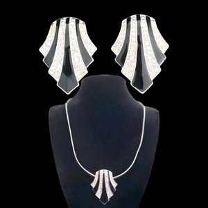 Vintage Bundle 2 Art Deco Enhancers & Silvertone Omega Chain w/ Omega Extender